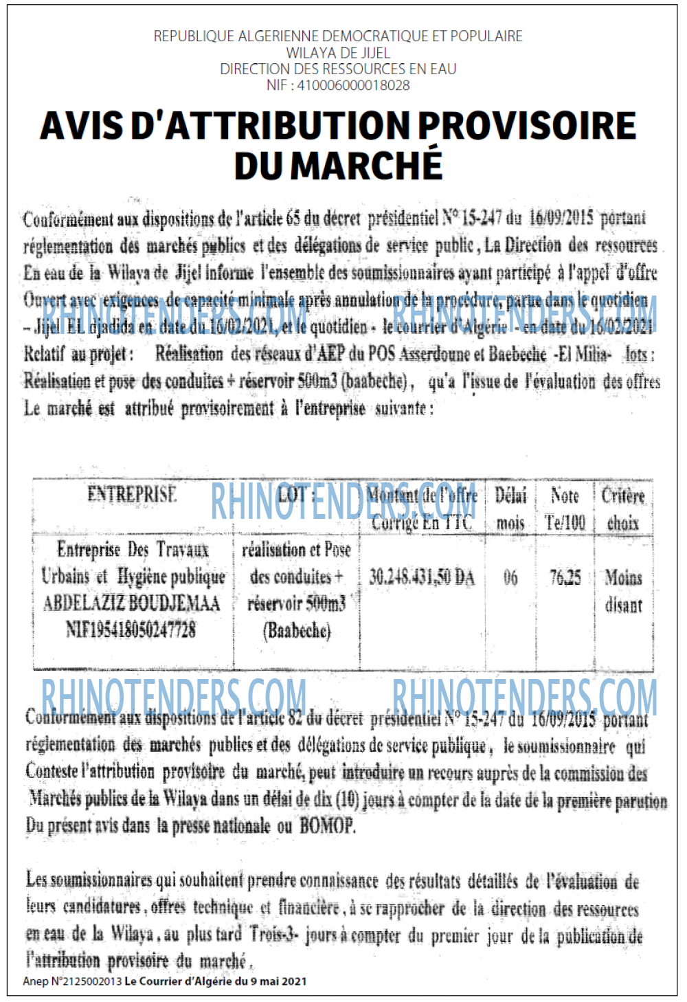 Le Courrier d'Algerie