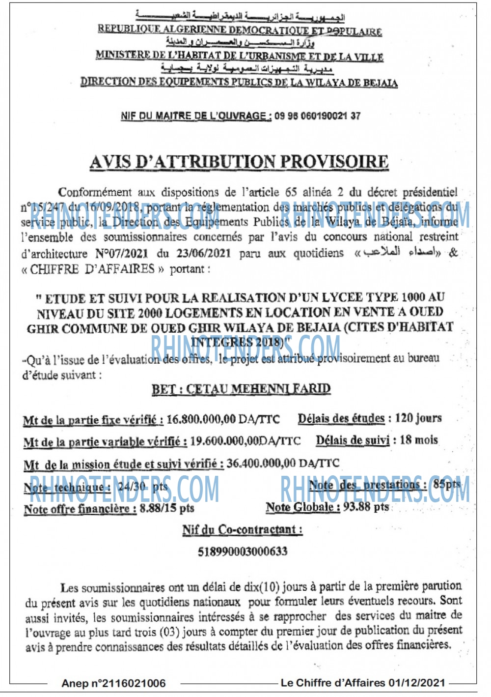 Le Chiffre d'Affaires