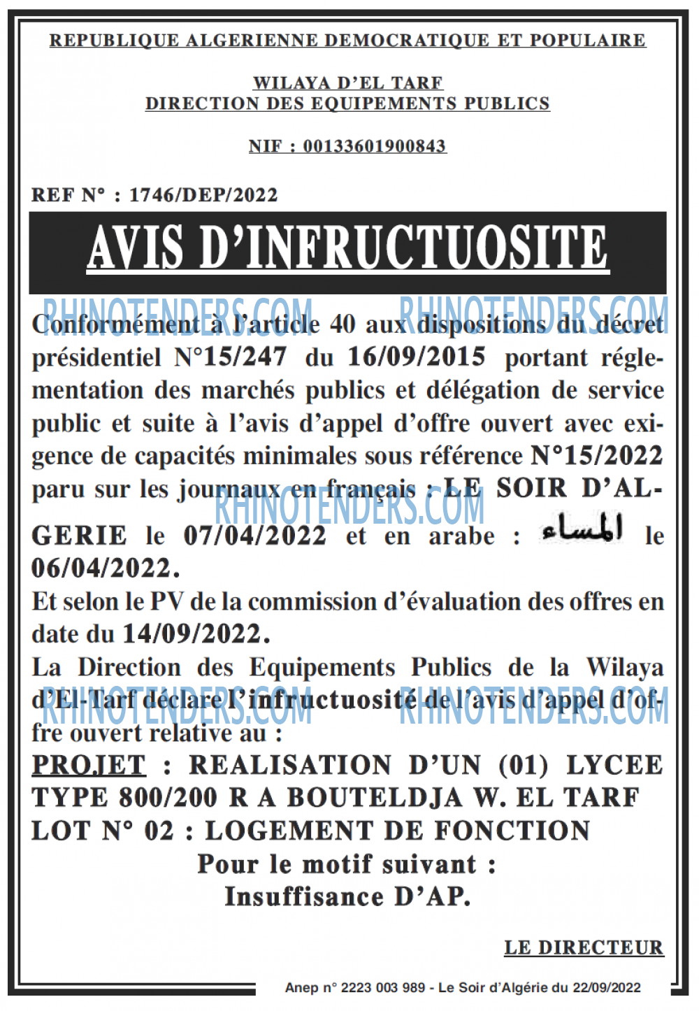 LE SOIR D'ALGERIE