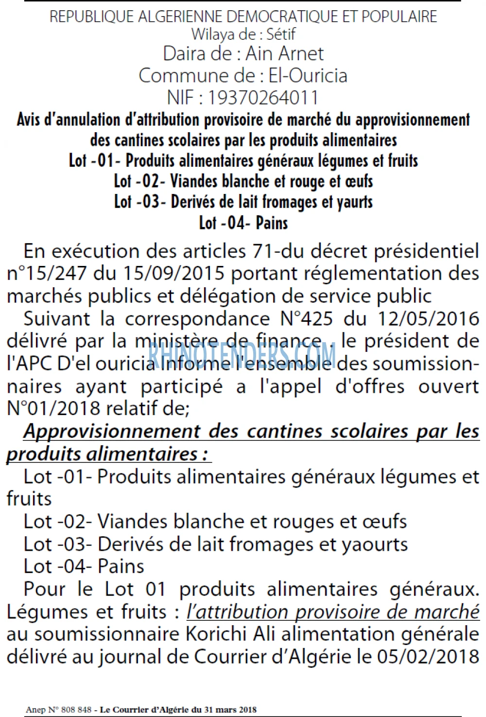 Le Courrier d'Algerie
