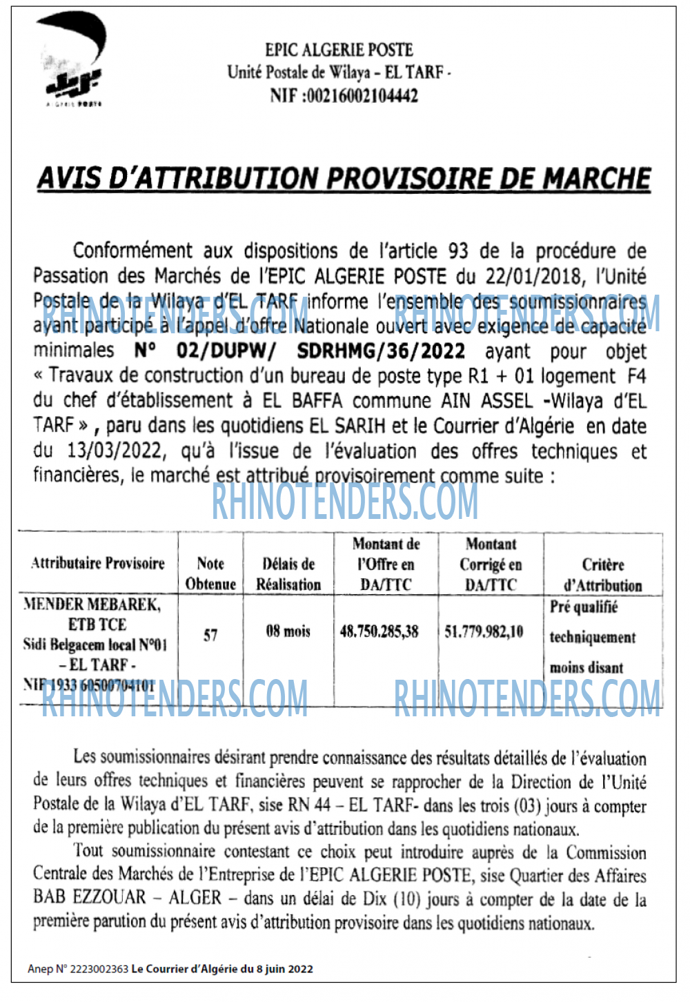 Le Courrier d'Algerie