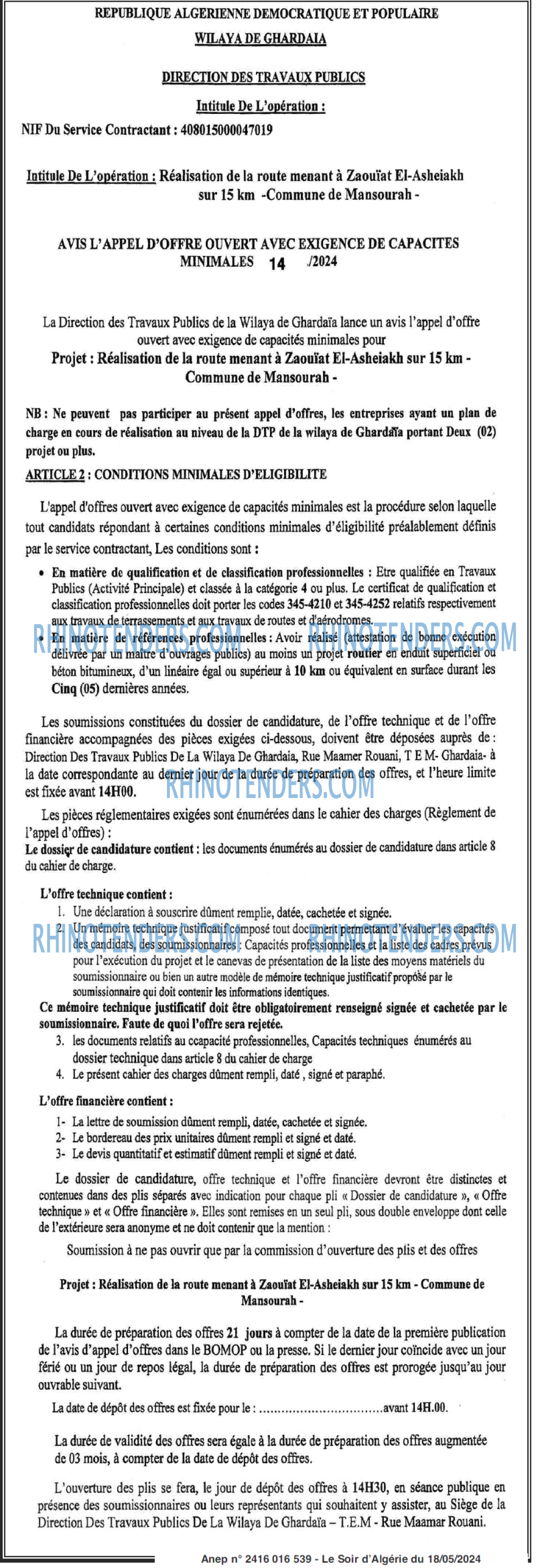 LE SOIR D'ALGERIE
