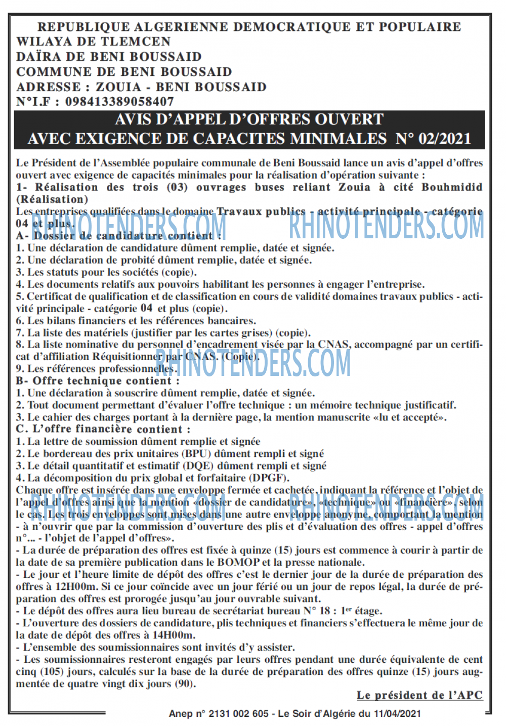 LE SOIR D'ALGERIE