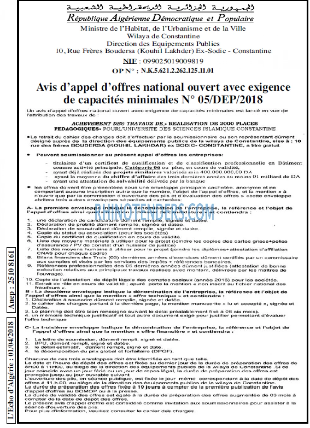 L'ECHO D'ALGERIE