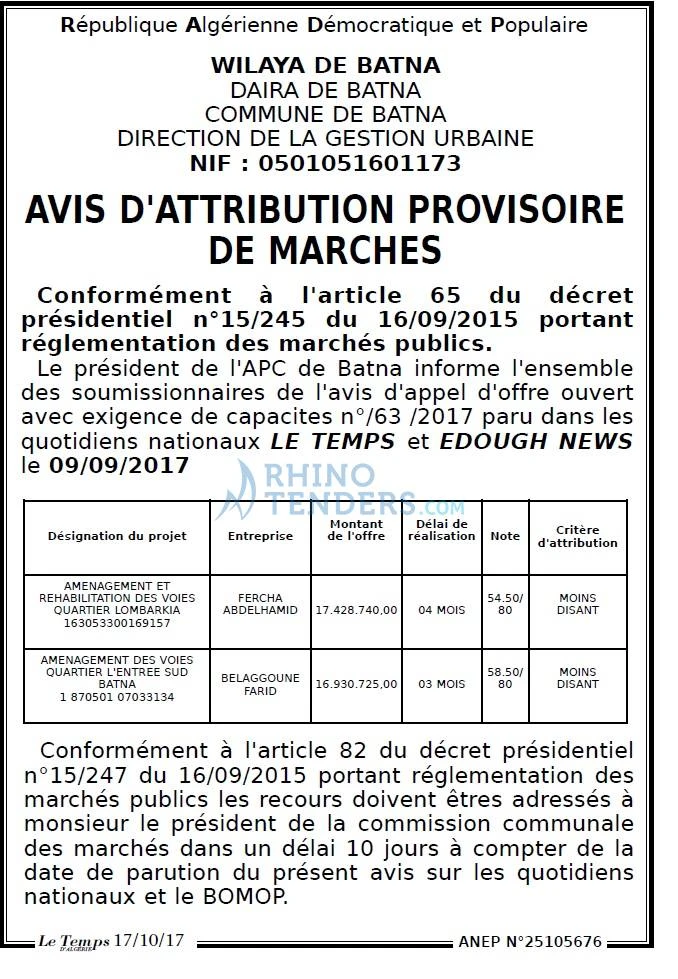 LE TEMPS D'ALGERIE