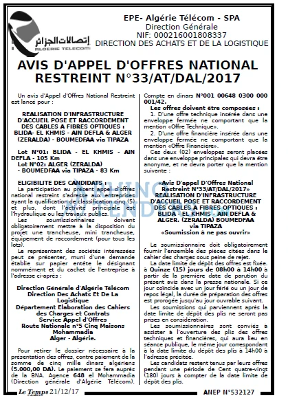LE TEMPS D'ALGERIE