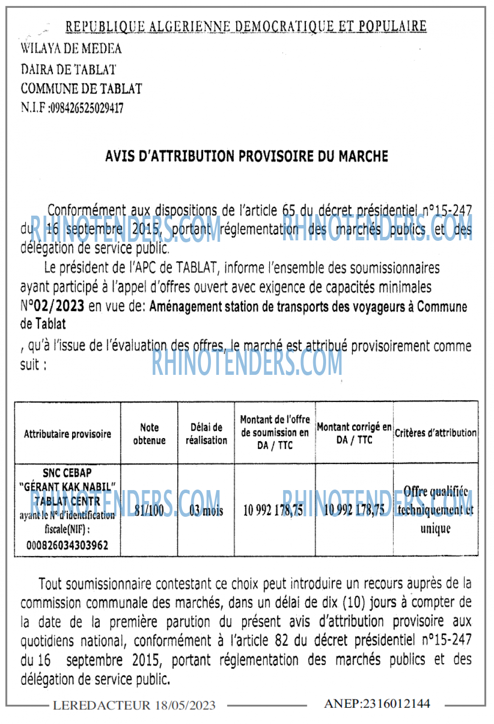 LE REDACTEUR