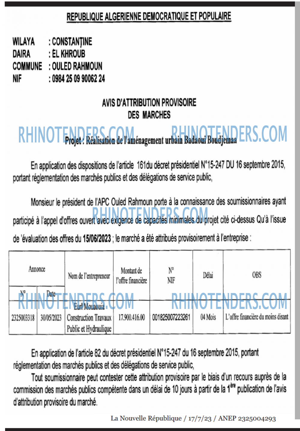 NOUVELLE REPUBLIQUE