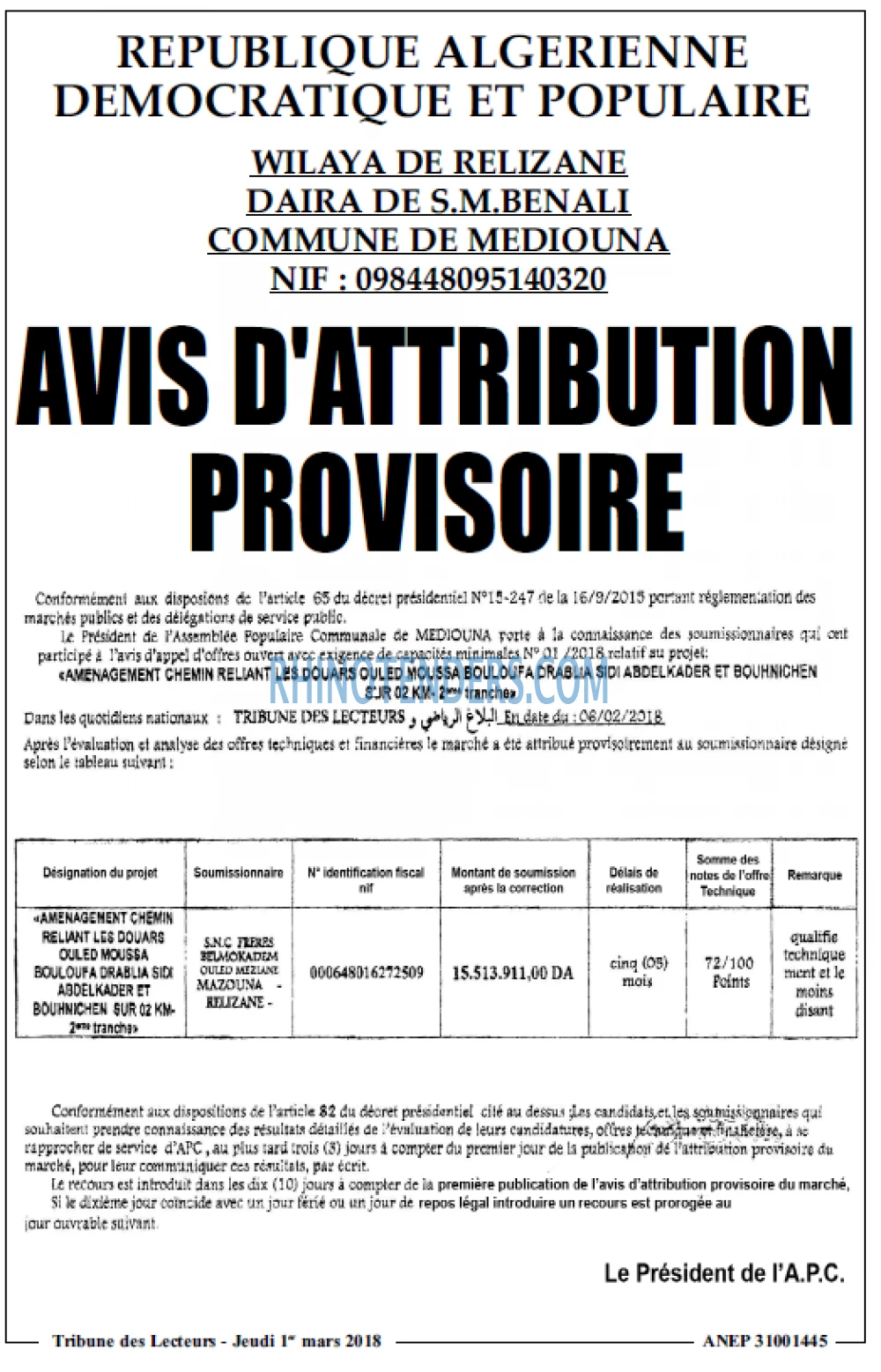 TRIBUNE DES LECTEURS