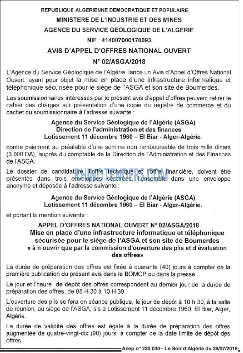 LE SOIR D'ALGERIE