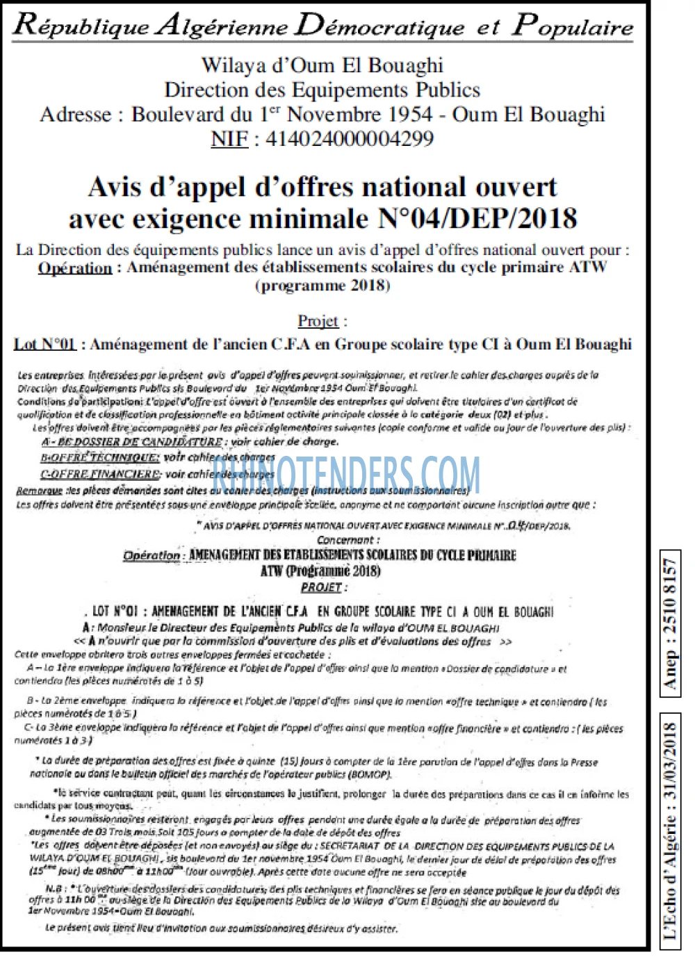 L'ECHO D'ALGERIE