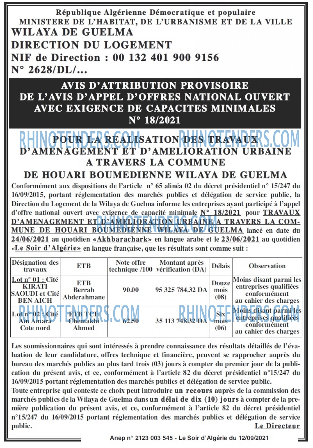LE SOIR D'ALGERIE