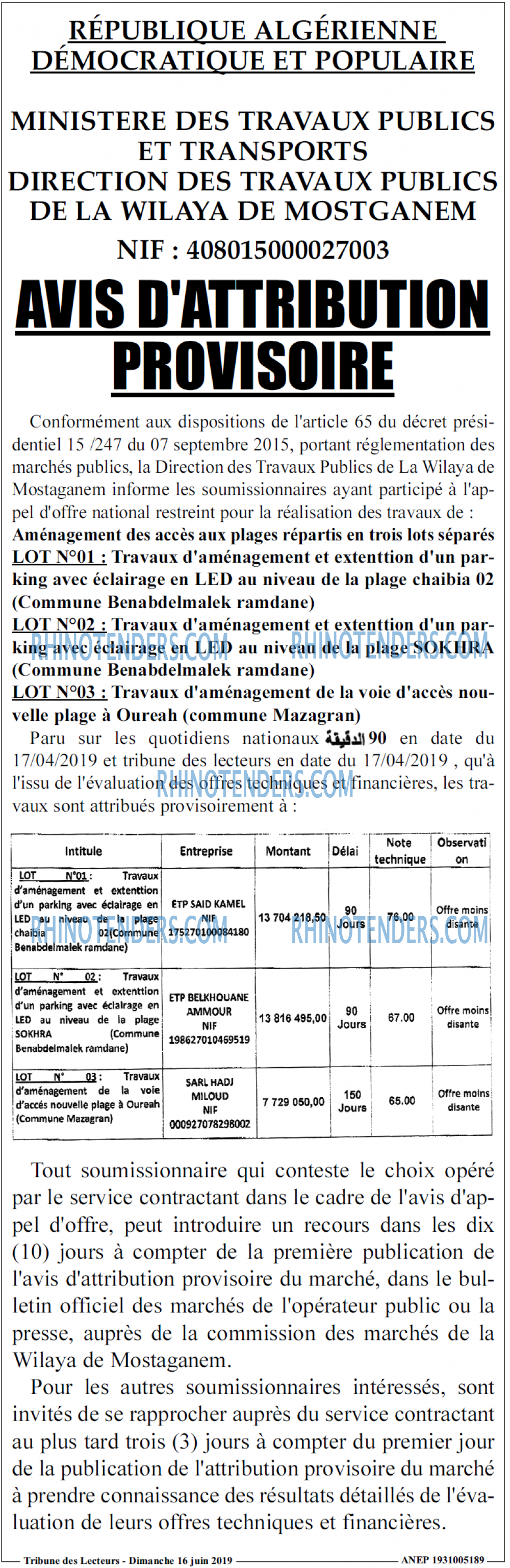 TRIBUNE DES LECTEURS