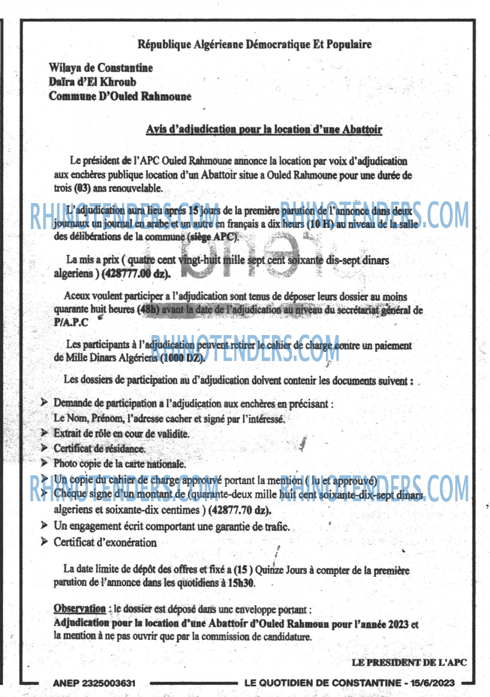 LE QUOTIDIEN DE CONSTANTINE