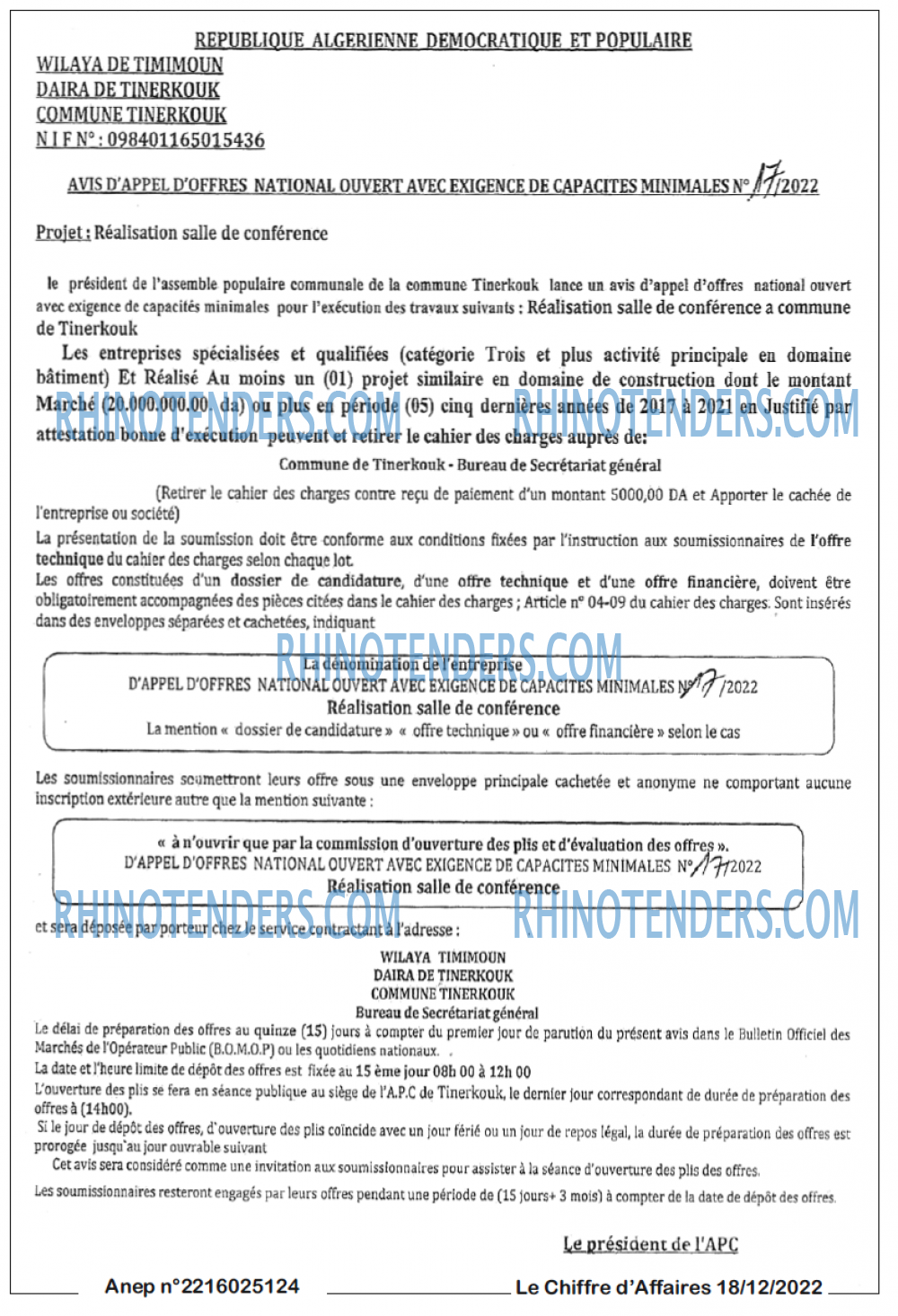 Le Chiffre d'Affaires