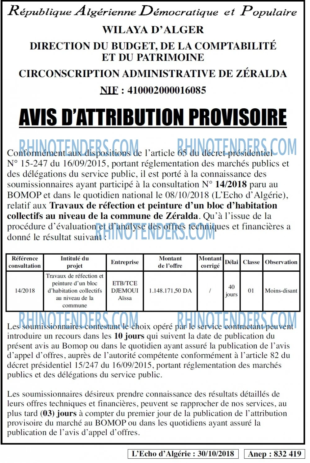 L'ECHO D'ALGERIE