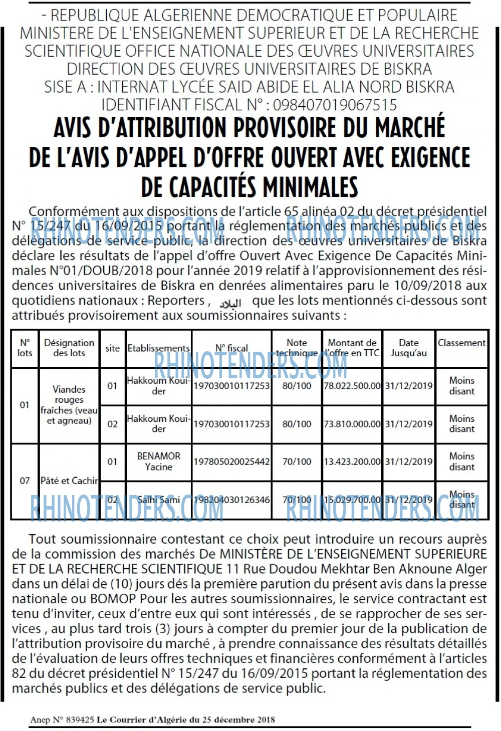 Le Courrier d'Algerie