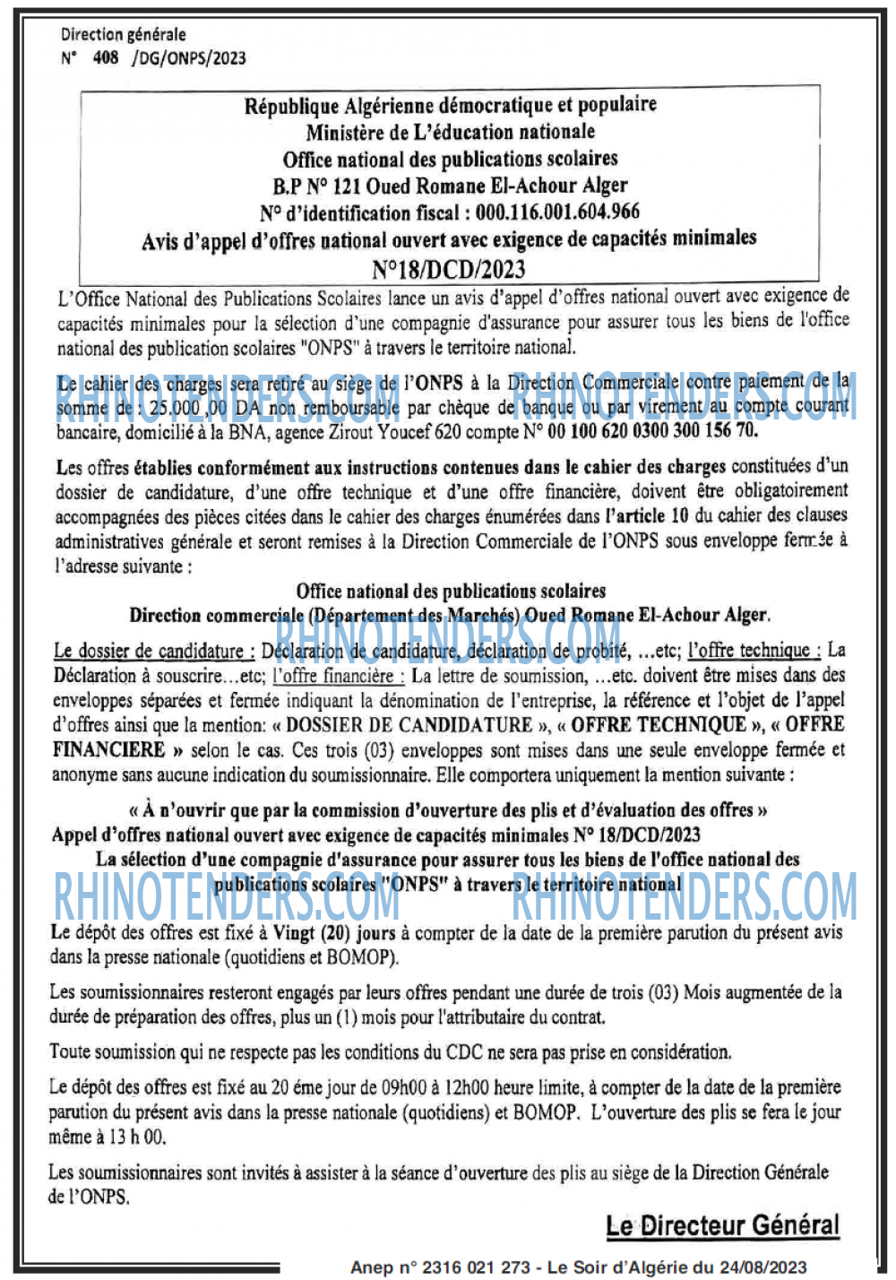 LE SOIR D'ALGERIE