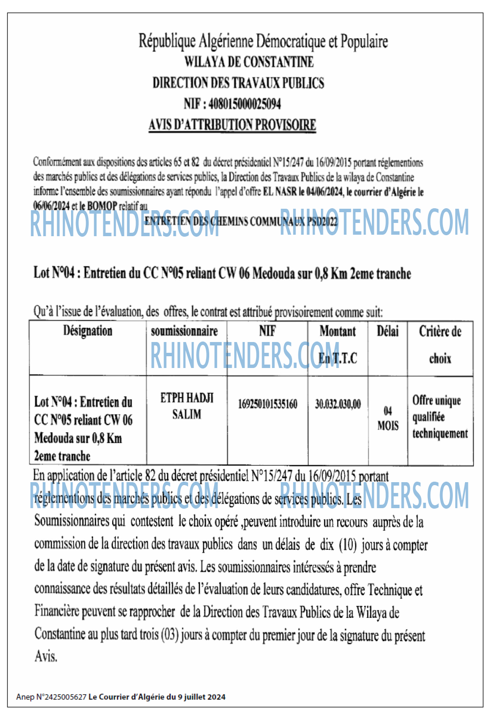 Le Courrier d'Algerie