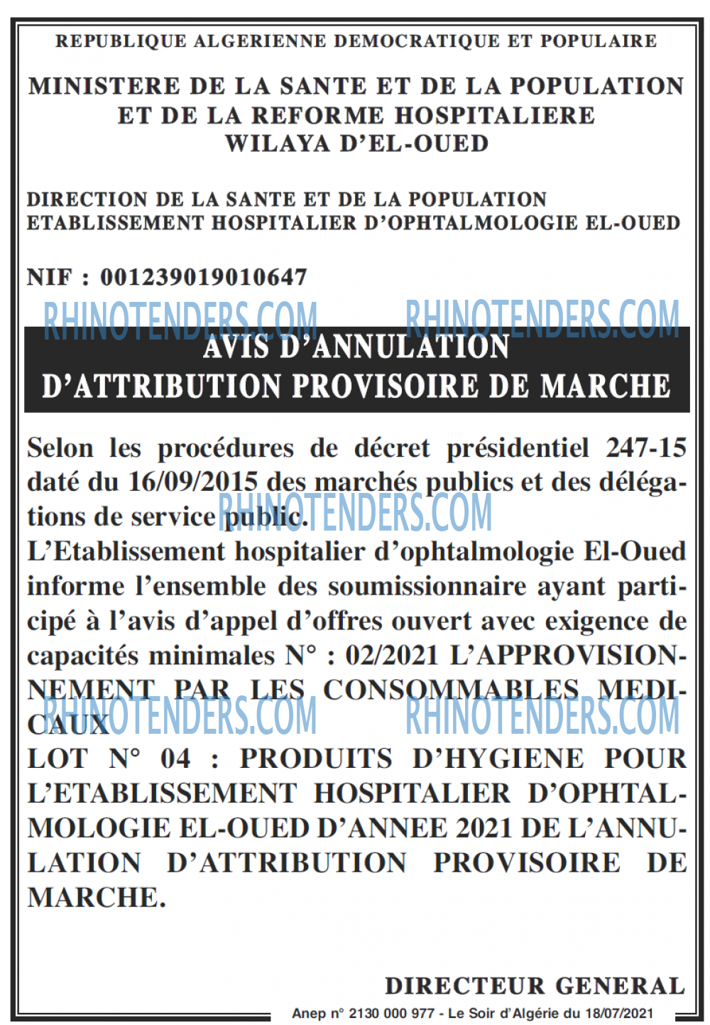 LE SOIR D'ALGERIE