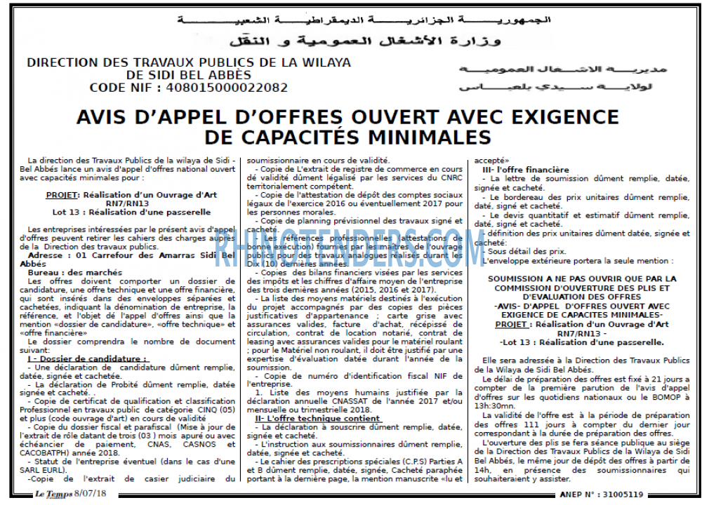 LE TEMPS D'ALGERIE
