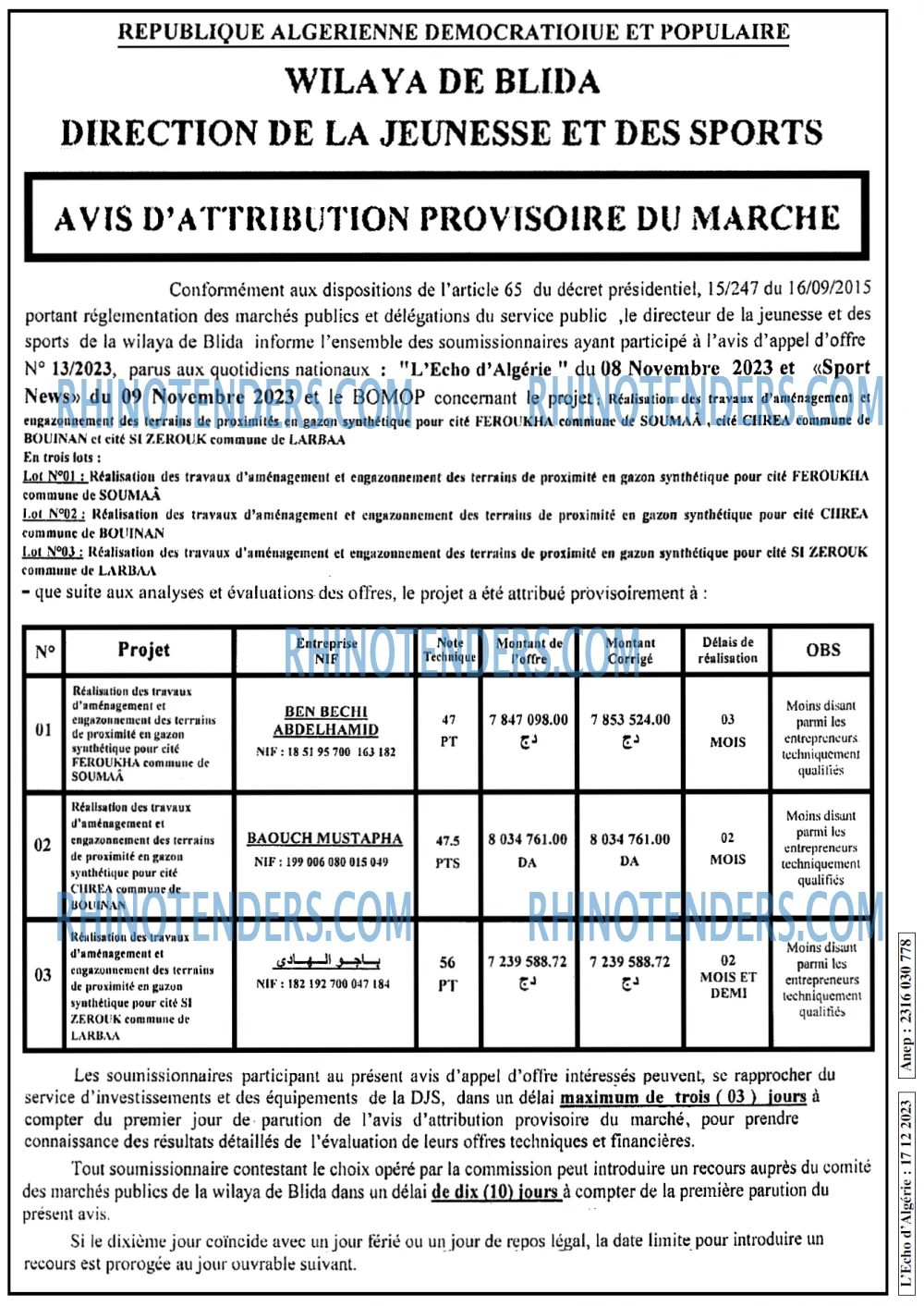 L'ECHO D'ALGERIE