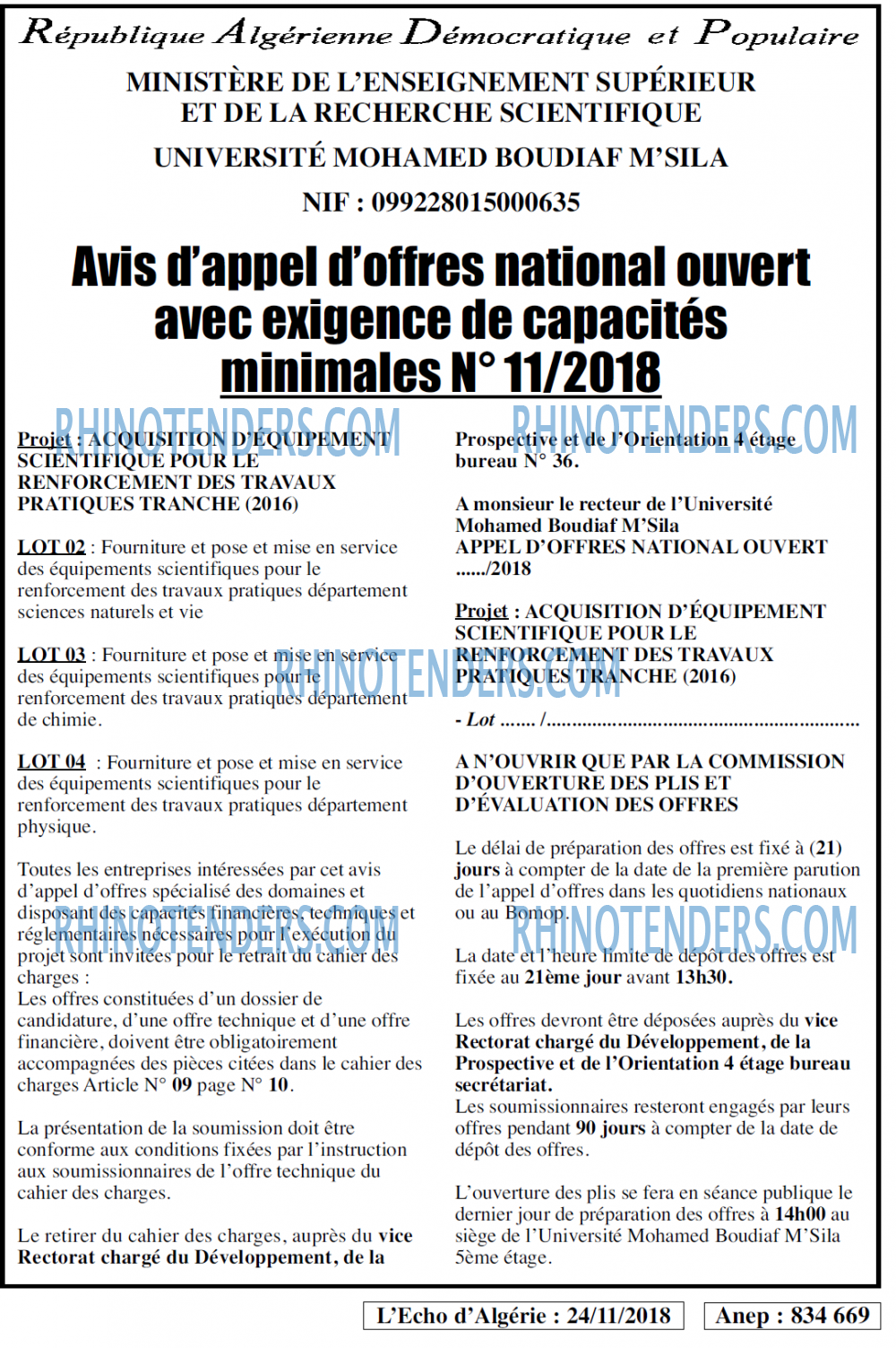 L'ECHO D'ALGERIE