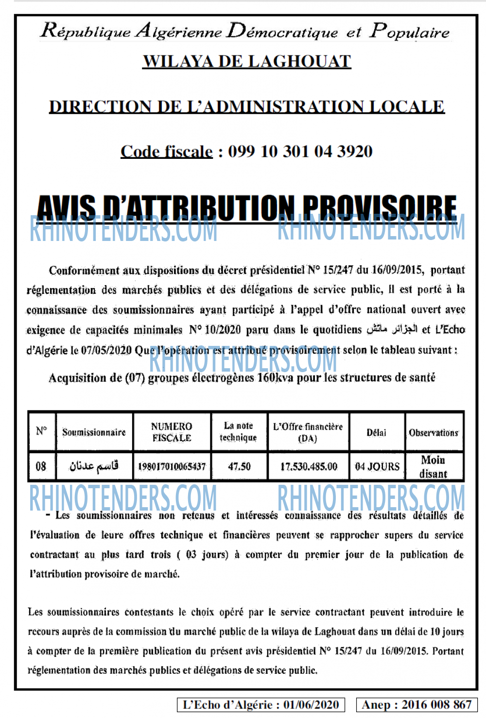 L'ECHO D'ALGERIE
