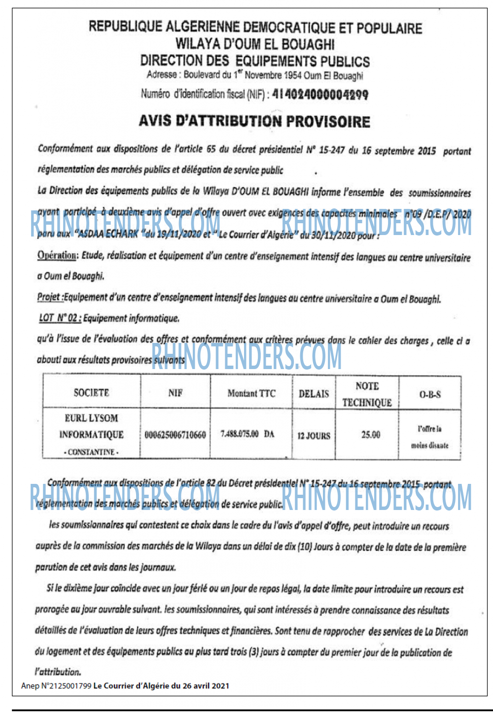 Le Courrier d'Algerie