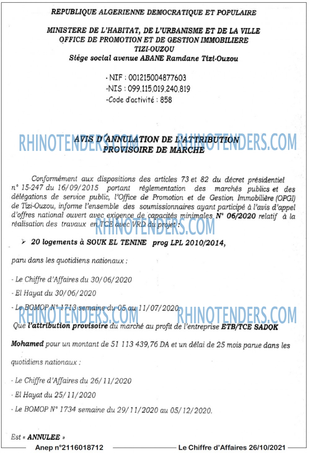 Le Chiffre d'Affaires