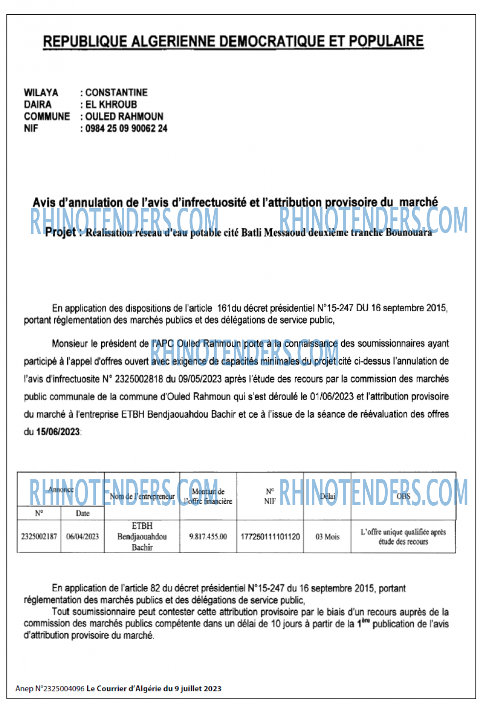 Le Courrier d'Algerie
