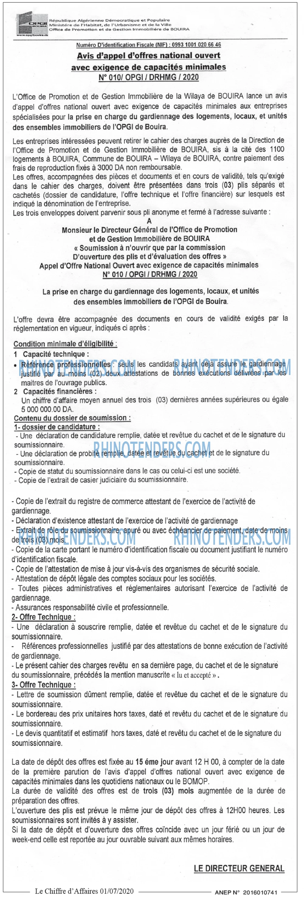 Le Chiffre d'Affaires