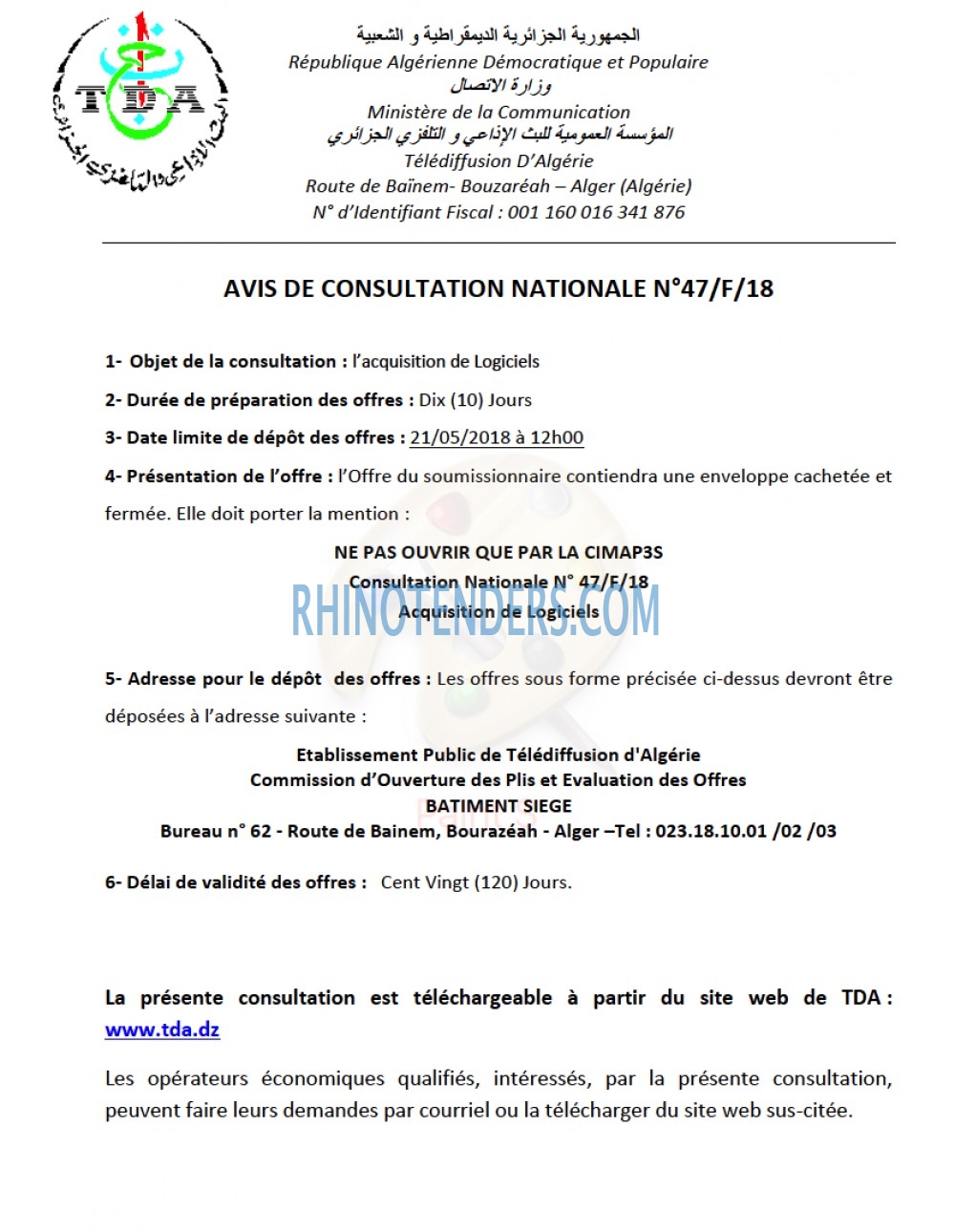 TDA - Télédiffusion d'Algérie