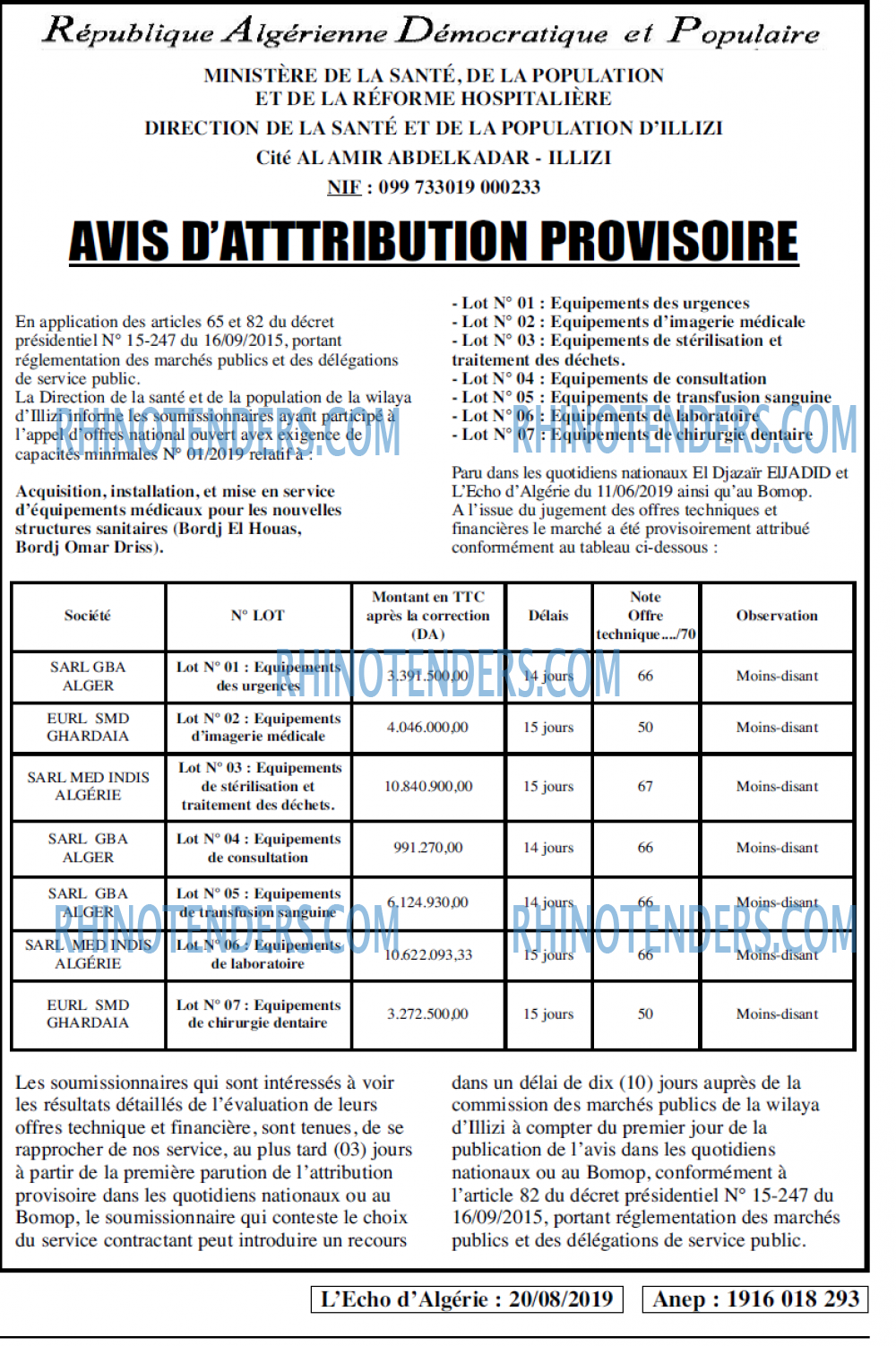 L'ECHO D'ALGERIE