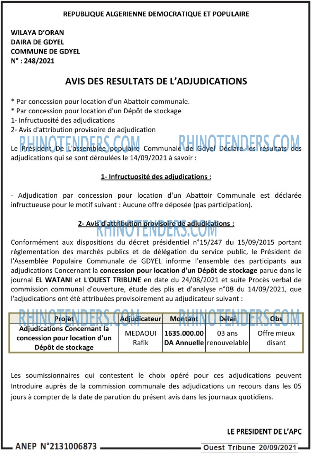 ouest TRIBUNE