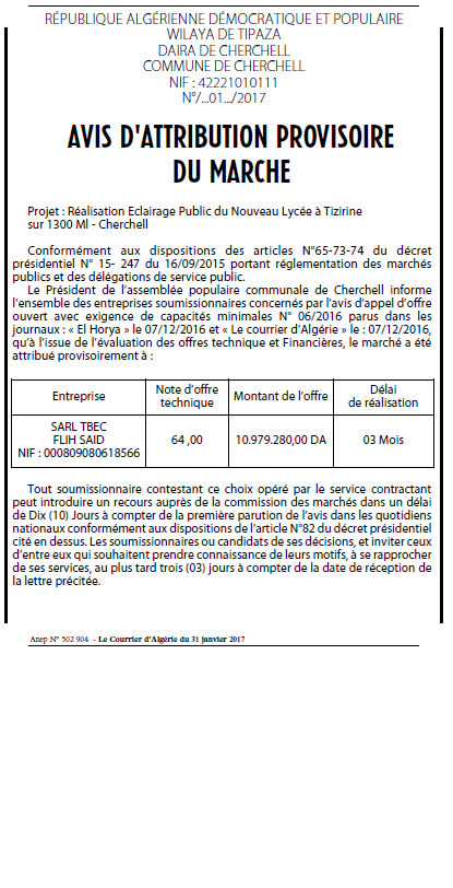 Le Courrier d'Algerie