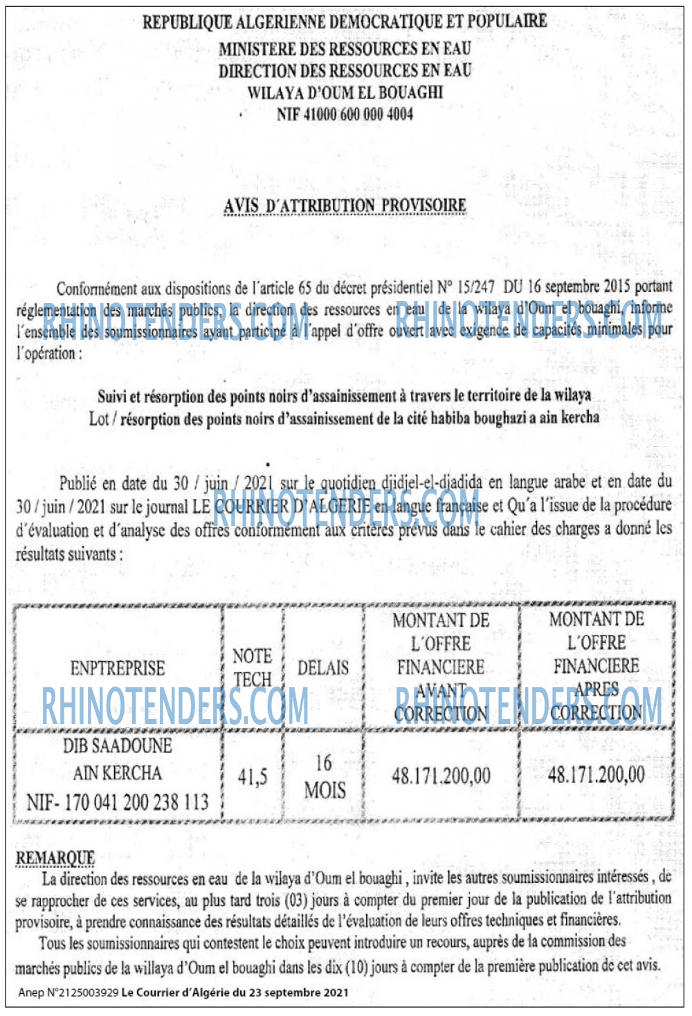 Le Courrier d'Algerie