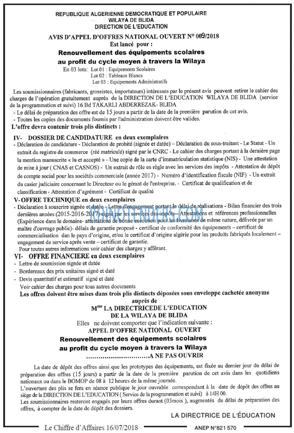 Le Chiffre d'Affaires