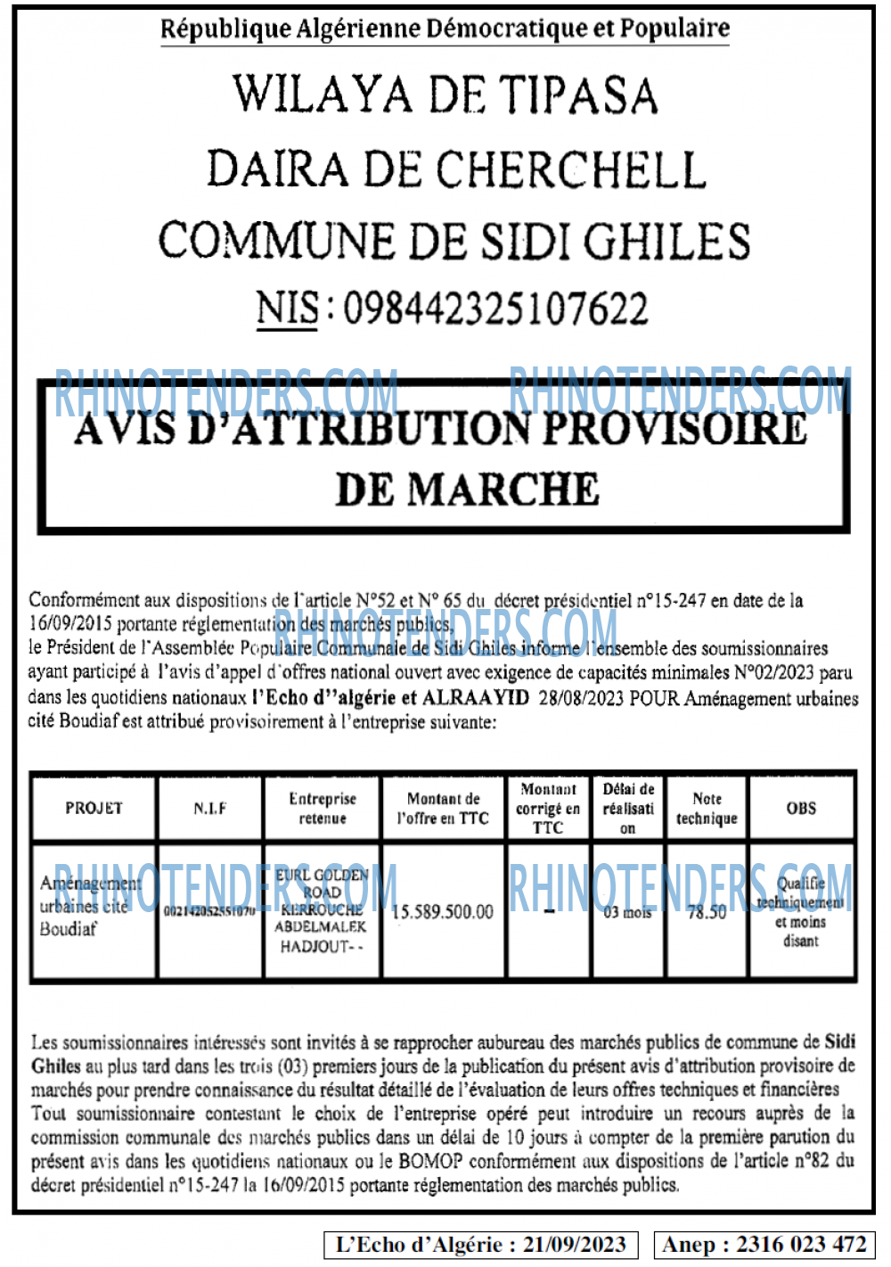L'ECHO D'ALGERIE