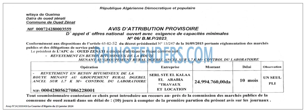 Le Courrier d'Algerie