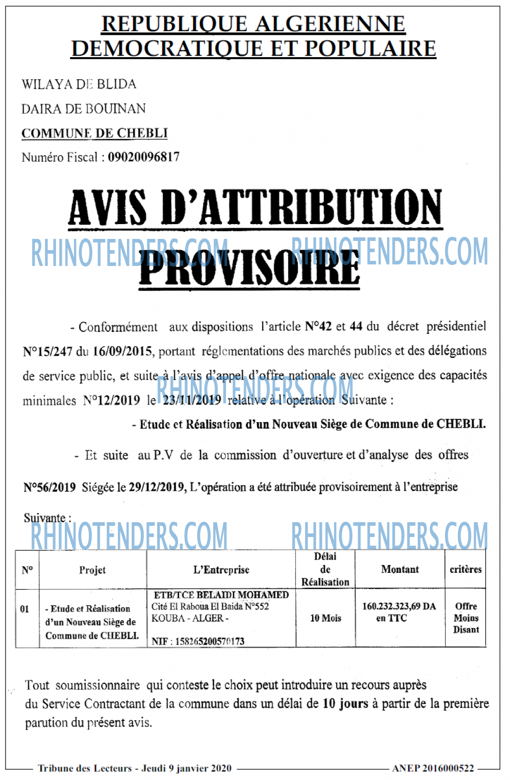 TRIBUNE DES LECTEURS