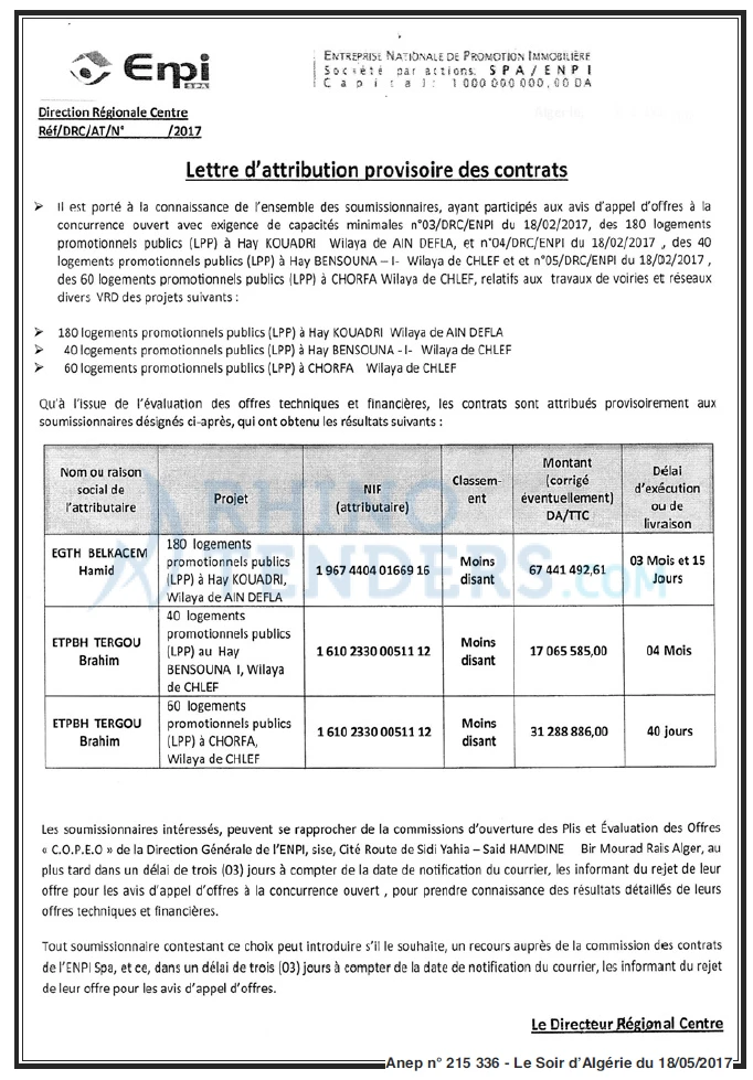 LE SOIR D'ALGERIE