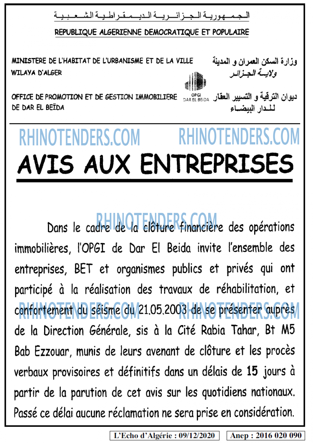 L'ECHO D'ALGERIE