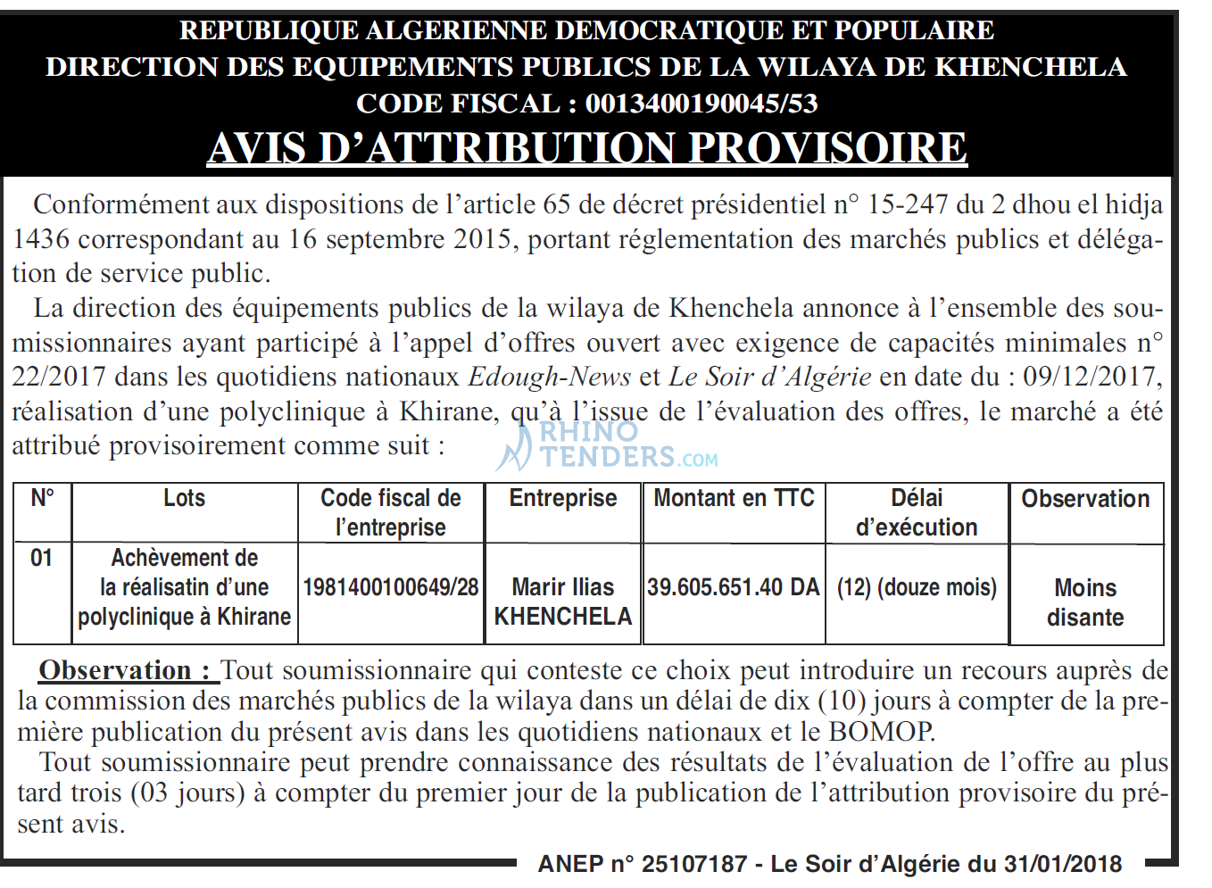 LE SOIR D'ALGERIE