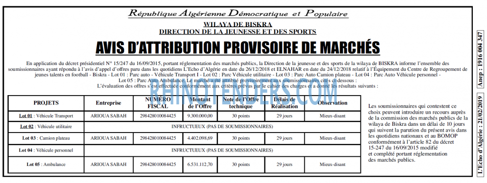 L'ECHO D'ALGERIE
