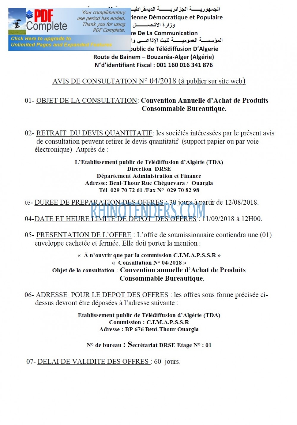 TDA - Télédiffusion d'Algérie