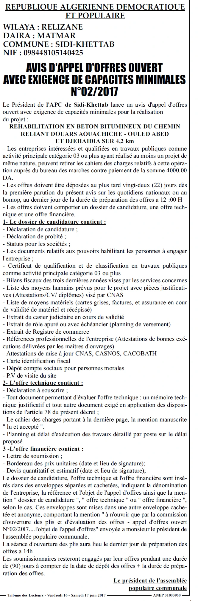 TRIBUNE DES LECTEURS