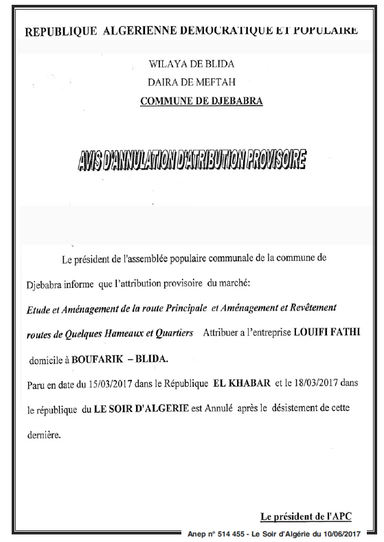 LE SOIR D'ALGERIE