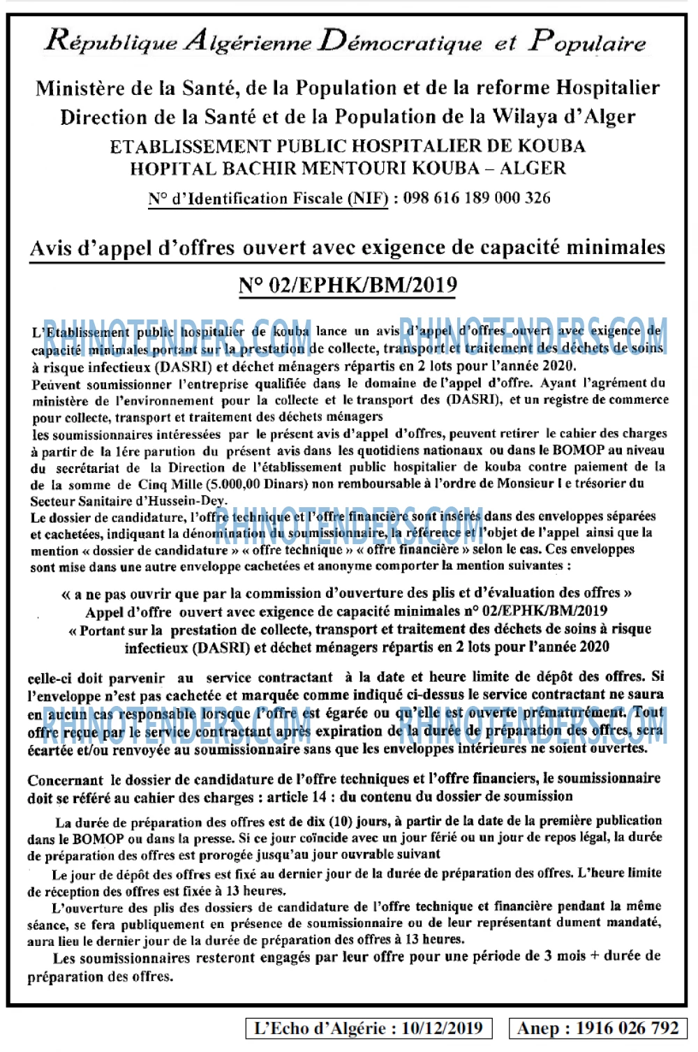 L'ECHO D'ALGERIE