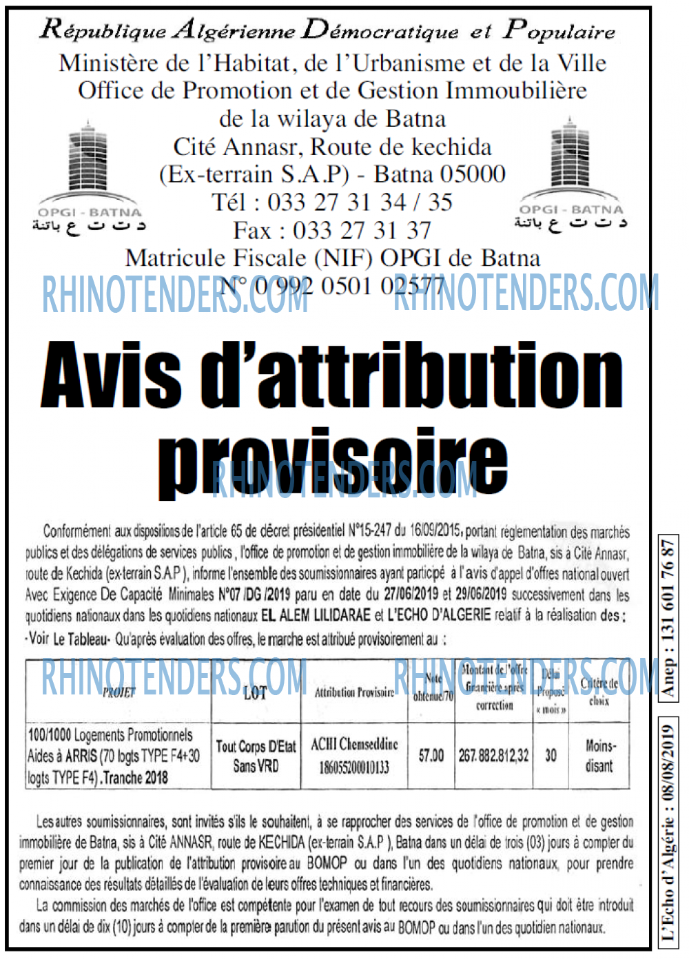 L'ECHO D'ALGERIE